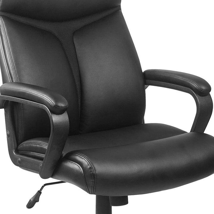 Flash Furniture - High Back LeatherSoft Executive Swivel Office Chair with Slight Mesh Accent and Arms - Black_1