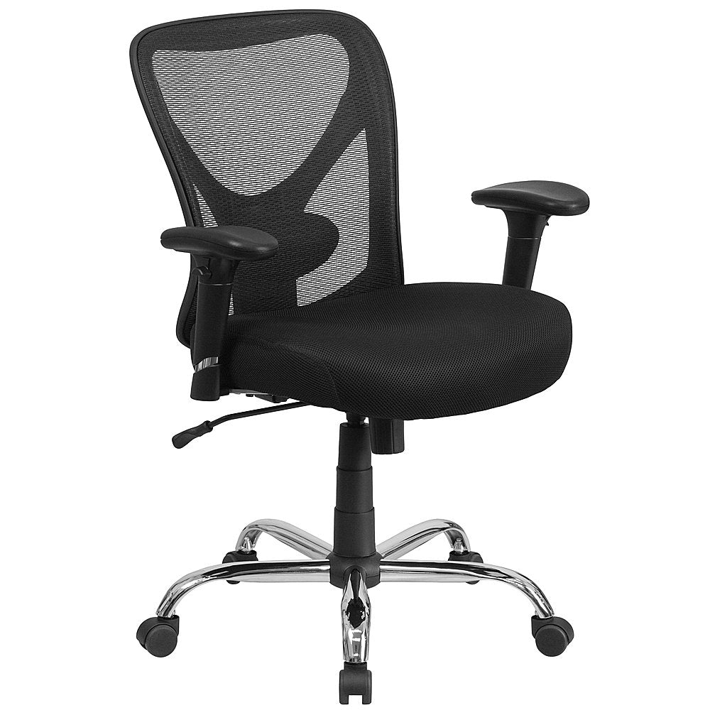Flash Furniture - HERCULES Series Big & Tall 400 lb. Rated Mesh Swivel Ergonomic Task Office Chair with Height Adjustable Back and Arms - Black_0