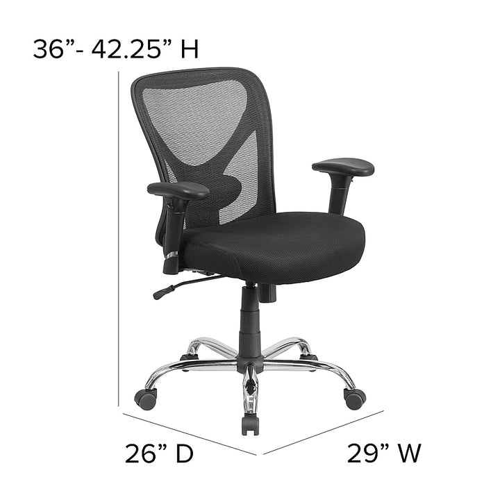 Flash Furniture - HERCULES Series Big & Tall 400 lb. Rated Mesh Swivel Ergonomic Task Office Chair with Height Adjustable Back and Arms - Black_5