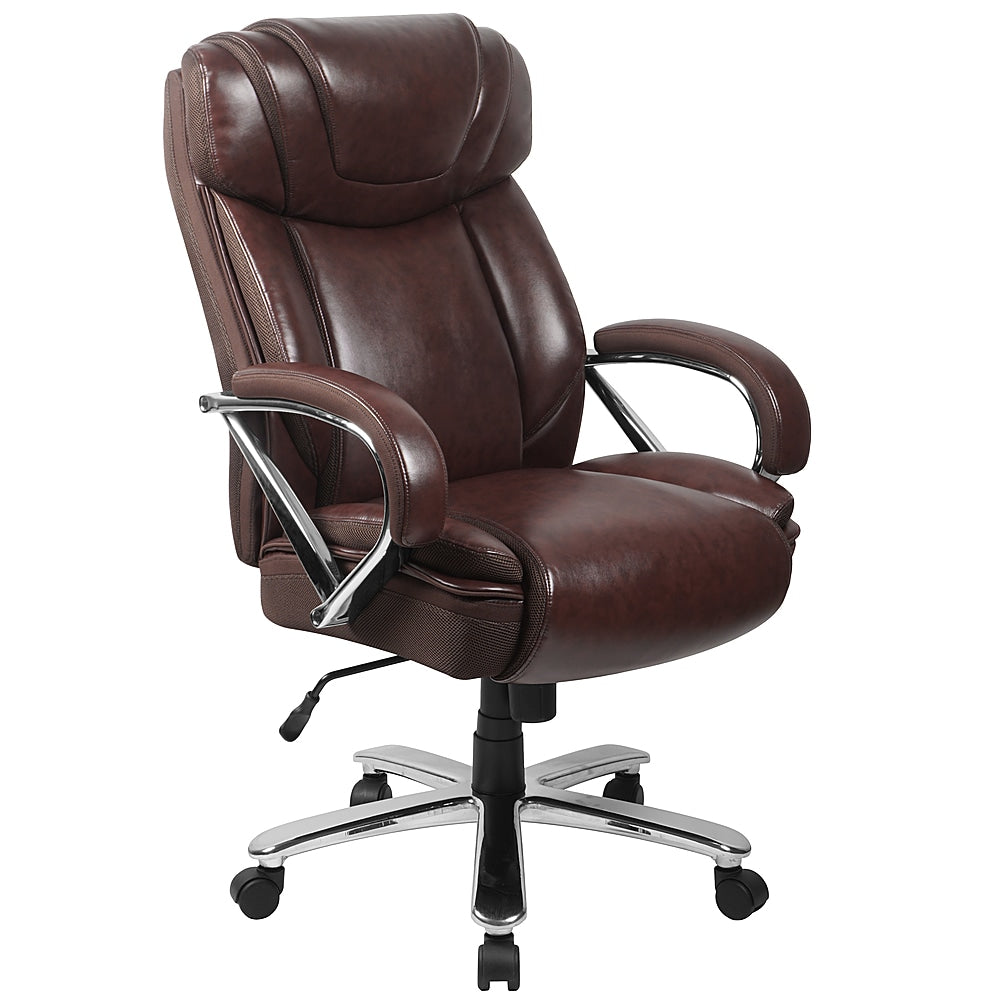 Flash Furniture - HERCULES Series Big & Tall 500 lb. Rated LeatherSoft Executive Swivel Ergonomic Office Chair with Extra Wide Seat - Brown_0