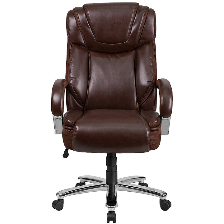 Flash Furniture - HERCULES Series Big & Tall 500 lb. Rated LeatherSoft Executive Swivel Ergonomic Office Chair with Extra Wide Seat - Brown_7