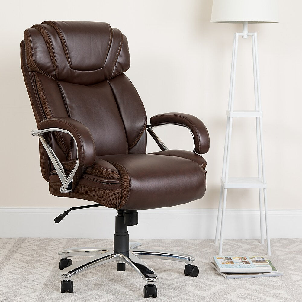 Flash Furniture - HERCULES Series Big & Tall 500 lb. Rated LeatherSoft Executive Swivel Ergonomic Office Chair with Extra Wide Seat - Brown_8