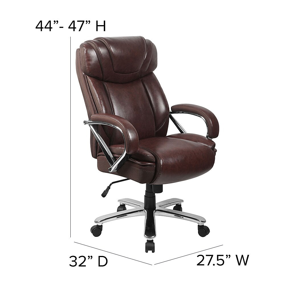 Flash Furniture - HERCULES Series Big & Tall 500 lb. Rated LeatherSoft Executive Swivel Ergonomic Office Chair with Extra Wide Seat - Brown_5