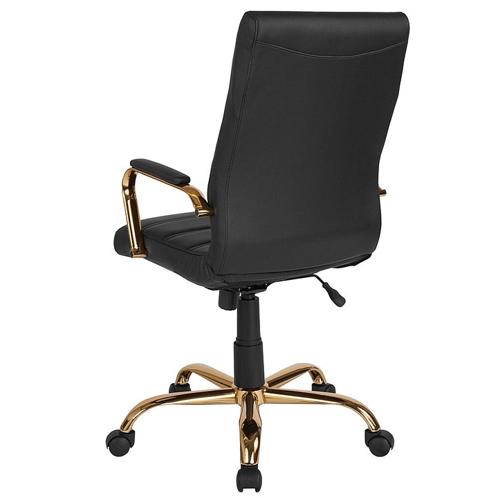Flash Furniture - High Back Executive Swivel Office Chair with Metal Frame and Arms - Black LeatherSoft/Gold Frame_6