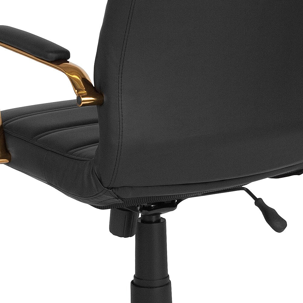 Flash Furniture - High Back Executive Swivel Office Chair with Metal Frame and Arms - Black LeatherSoft/Gold Frame_4