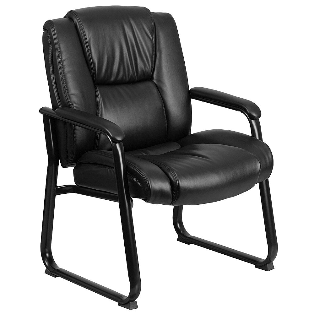 Flash Furniture - Hercules Series Big & Tall 500 lb. Rated LeatherSoft Tufted Executive Side Reception Chair with Sled Base - Black_0