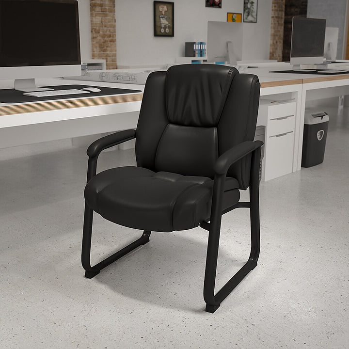 Flash Furniture - Hercules Series Big & Tall 500 lb. Rated LeatherSoft Tufted Executive Side Reception Chair with Sled Base - Black_2