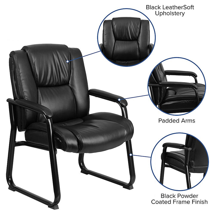 Flash Furniture - Hercules Series Big & Tall 500 lb. Rated LeatherSoft Tufted Executive Side Reception Chair with Sled Base - Black_9