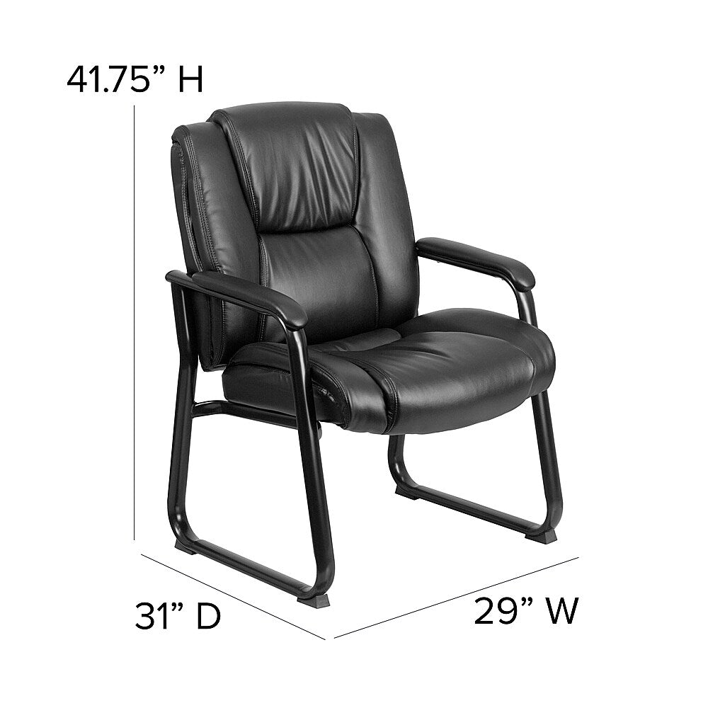 Flash Furniture - Hercules Series Big & Tall 500 lb. Rated LeatherSoft Tufted Executive Side Reception Chair with Sled Base - Black_8