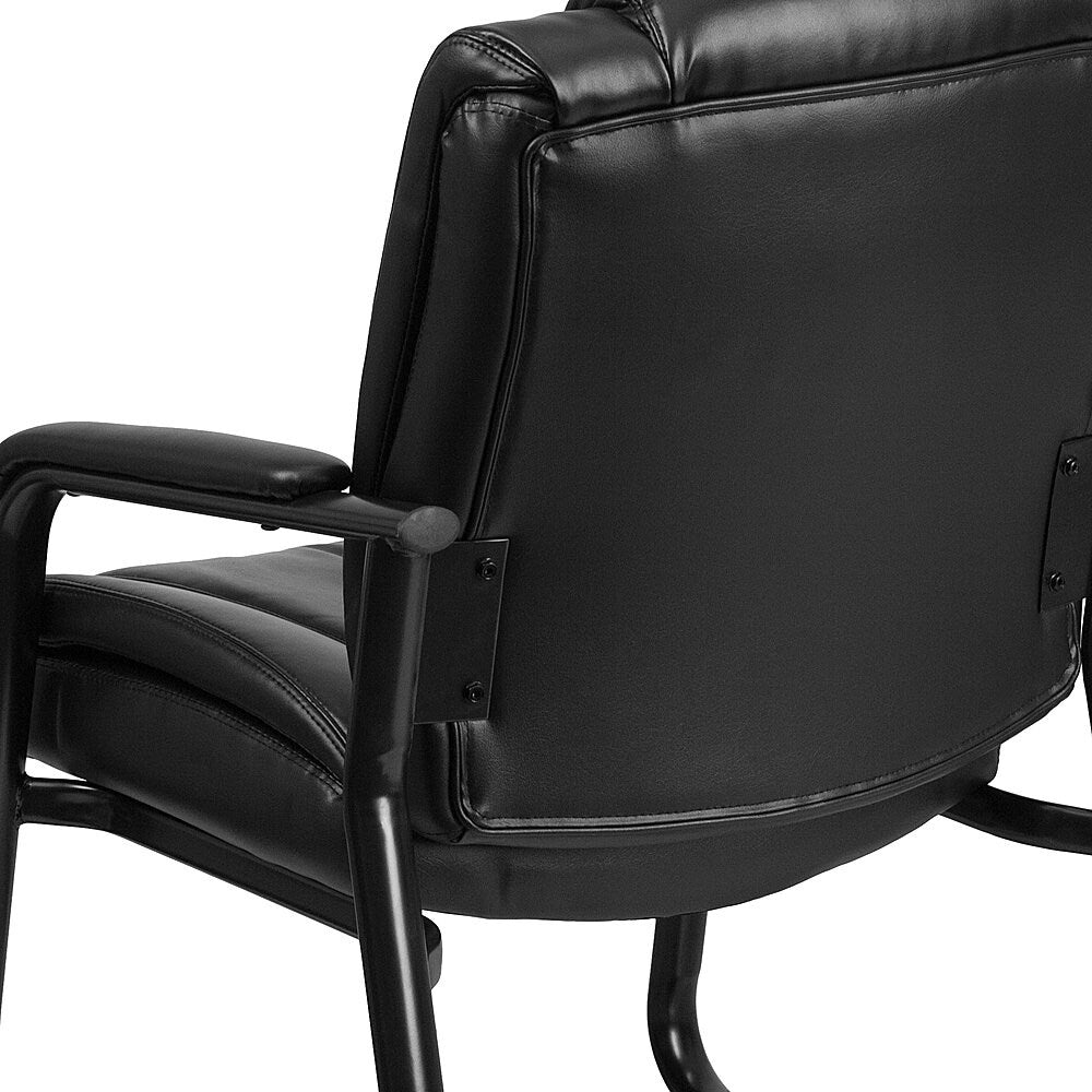 Flash Furniture - Hercules Series Big & Tall 500 lb. Rated LeatherSoft Tufted Executive Side Reception Chair with Sled Base - Black_7