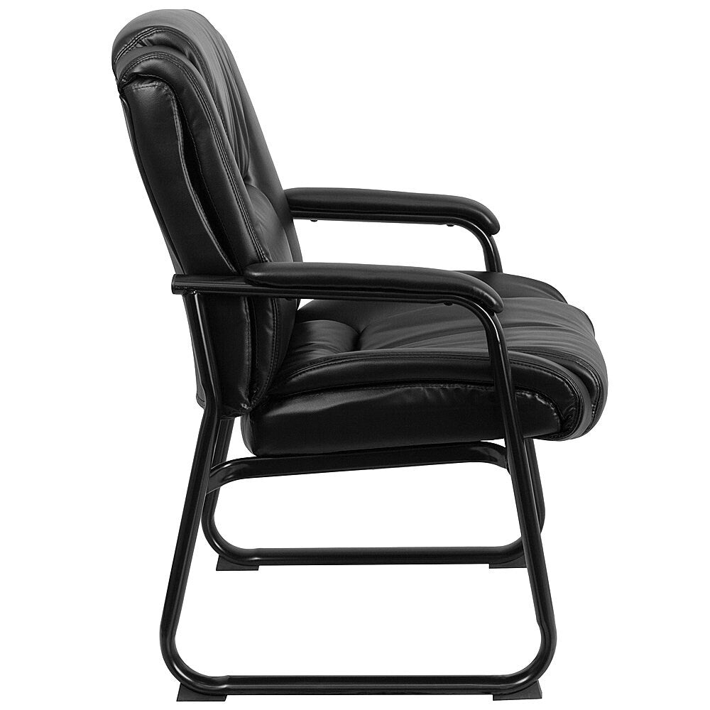 Flash Furniture - Hercules Series Big & Tall 500 lb. Rated LeatherSoft Tufted Executive Side Reception Chair with Sled Base - Black_5