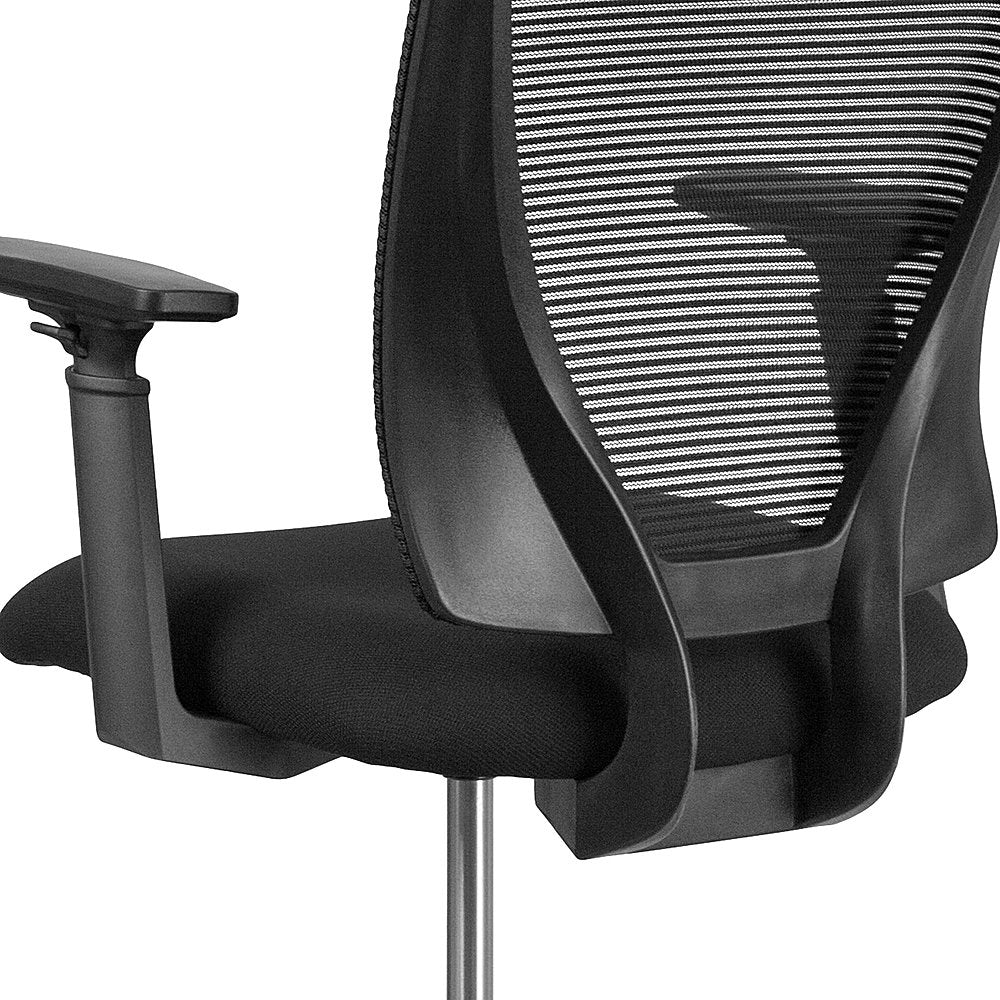 Flash Furniture - Ergonomic Mid-Back Mesh Drafting Chair with Fabric Seat, Adjustable Foot Ring and Arms - Black_7