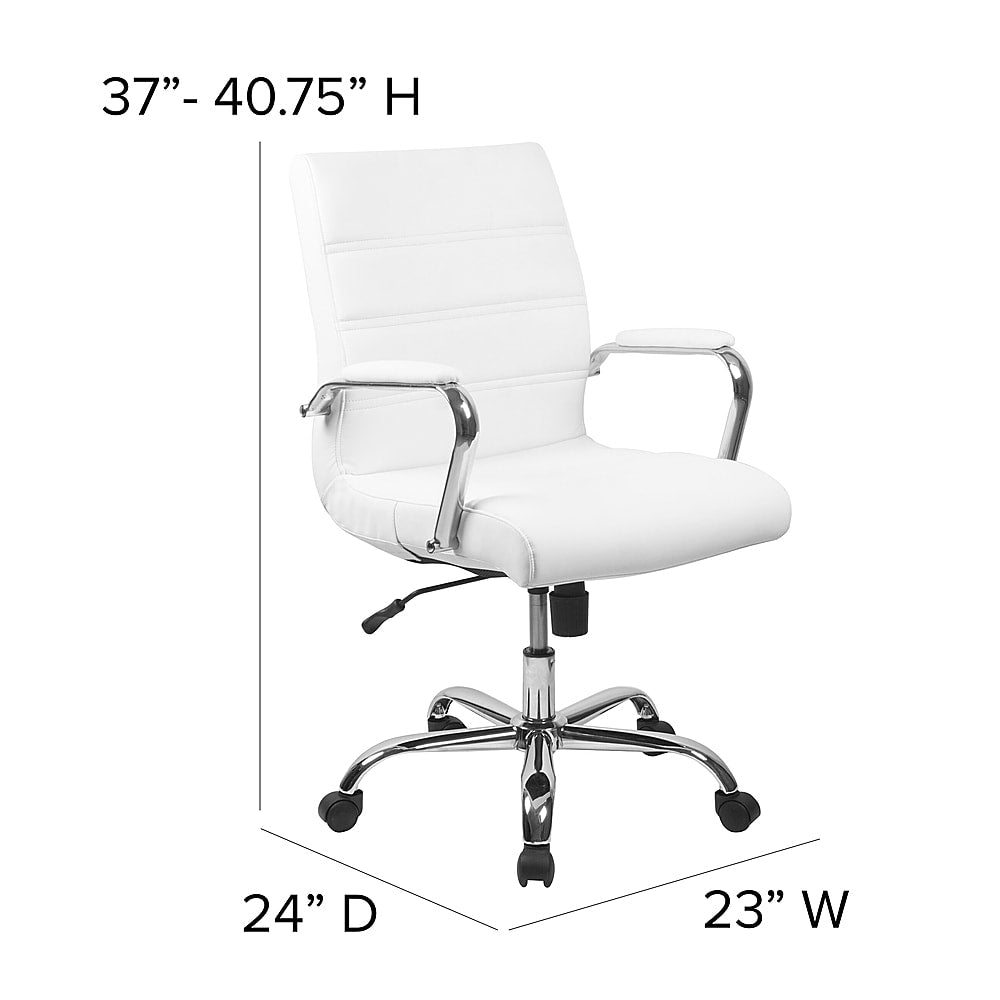 Flash Furniture - Mid-Back Executive Swivel Office Chair with Metal Frame and Arms - White LeatherSoft/Chrome Frame_6