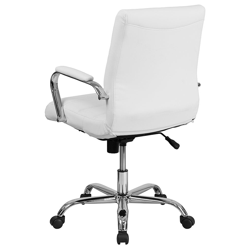 Flash Furniture - Mid-Back Executive Swivel Office Chair with Metal Frame and Arms - White LeatherSoft/Chrome Frame_5