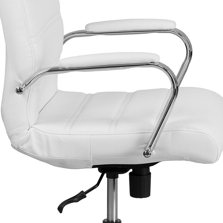 Flash Furniture - Mid-Back Executive Swivel Office Chair with Metal Frame and Arms - White LeatherSoft/Chrome Frame_4