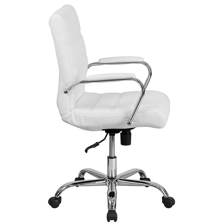 Flash Furniture - Mid-Back Executive Swivel Office Chair with Metal Frame and Arms - White LeatherSoft/Chrome Frame_2