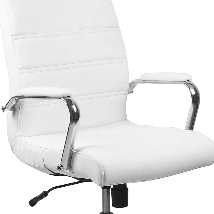 Flash Furniture - Mid-Back Executive Swivel Office Chair with Metal Frame and Arms - White LeatherSoft/Chrome Frame_3