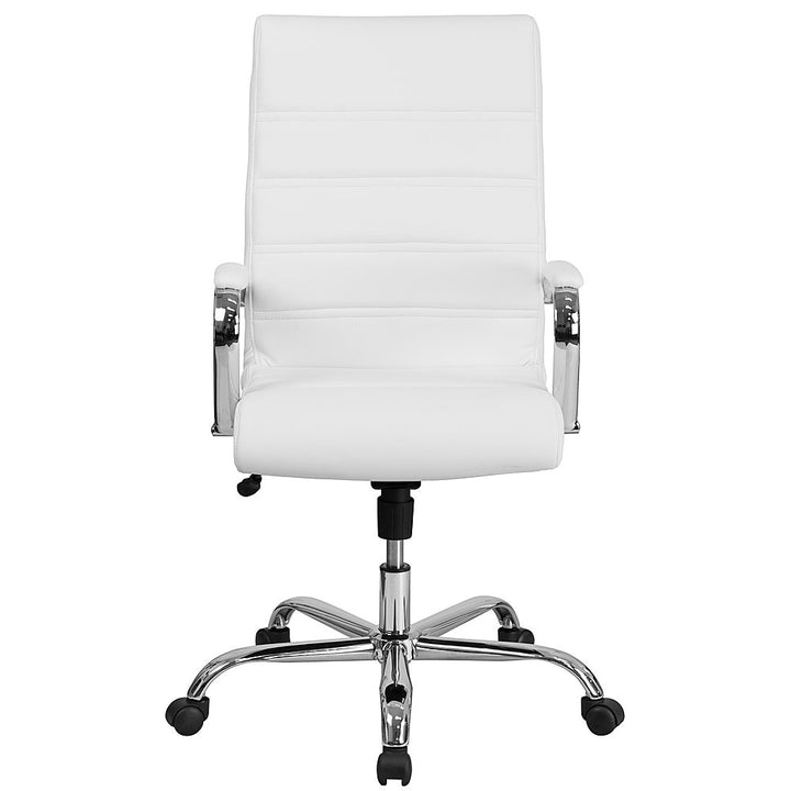 Flash Furniture - High Back Executive Swivel Office Chair with Metal Frame and Arms - White LeatherSoft/Chrome Frame_8