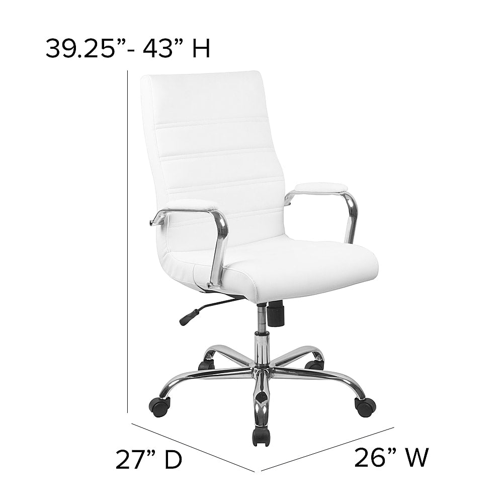 Flash Furniture - High Back Executive Swivel Office Chair with Metal Frame and Arms - White LeatherSoft/Chrome Frame_5
