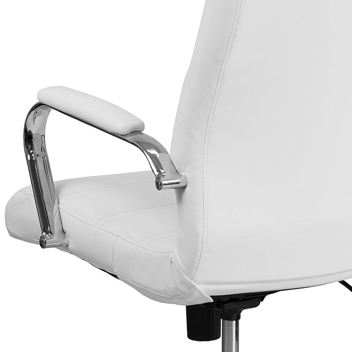 Flash Furniture - High Back Executive Swivel Office Chair with Metal Frame and Arms - White LeatherSoft/Chrome Frame_4
