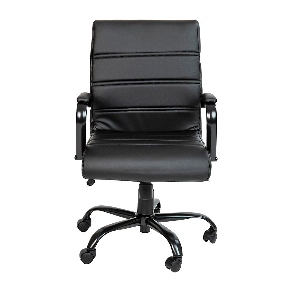 Flash Furniture - Mid-Back Executive Swivel Office Chair with Metal Frame and Arms - Black LeatherSoft/Black Frame_9
