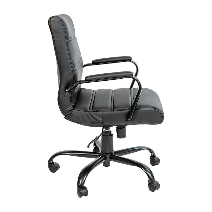 Flash Furniture - Mid-Back Executive Swivel Office Chair with Metal Frame and Arms - Black LeatherSoft/Black Frame_4