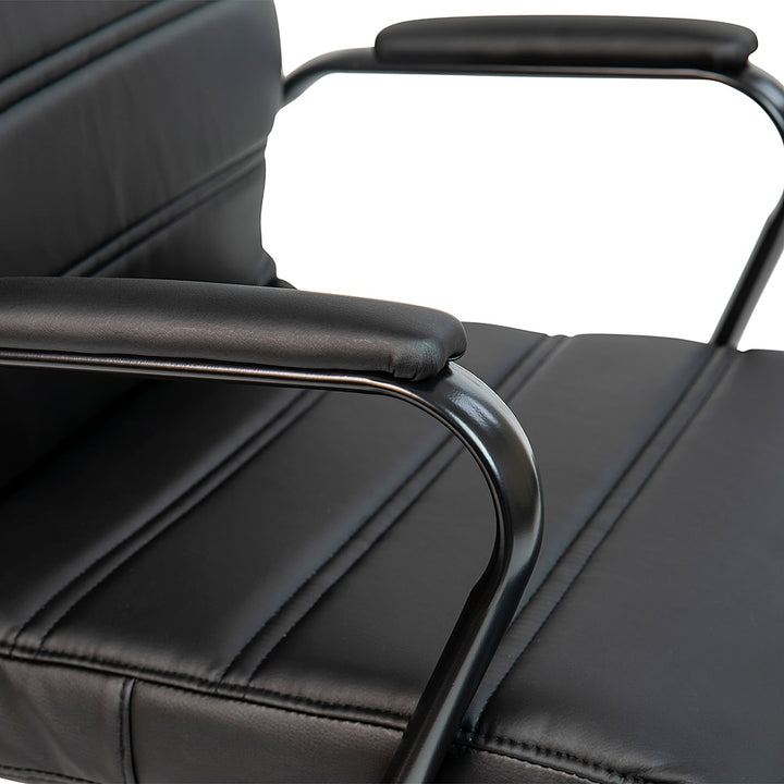 Flash Furniture - Mid-Back Executive Swivel Office Chair with Metal Frame and Arms - Black LeatherSoft/Black Frame_3