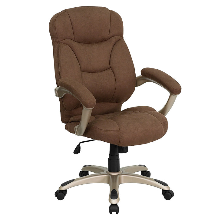 Flash Furniture - High Back Contemporary Executive Swivel Ergonomic Office Chair with Arms - Brown Microfiber_0