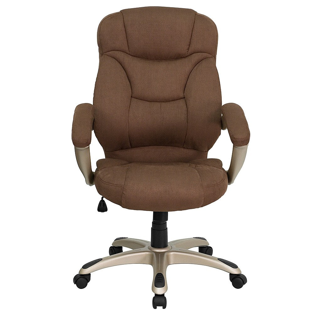 Flash Furniture - High Back Contemporary Executive Swivel Ergonomic Office Chair with Arms - Brown Microfiber_8