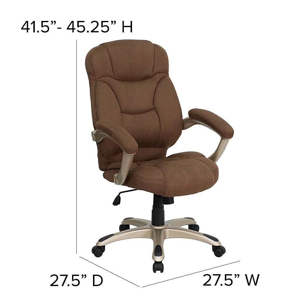 Flash Furniture - High Back Contemporary Executive Swivel Ergonomic Office Chair with Arms - Brown Microfiber_6