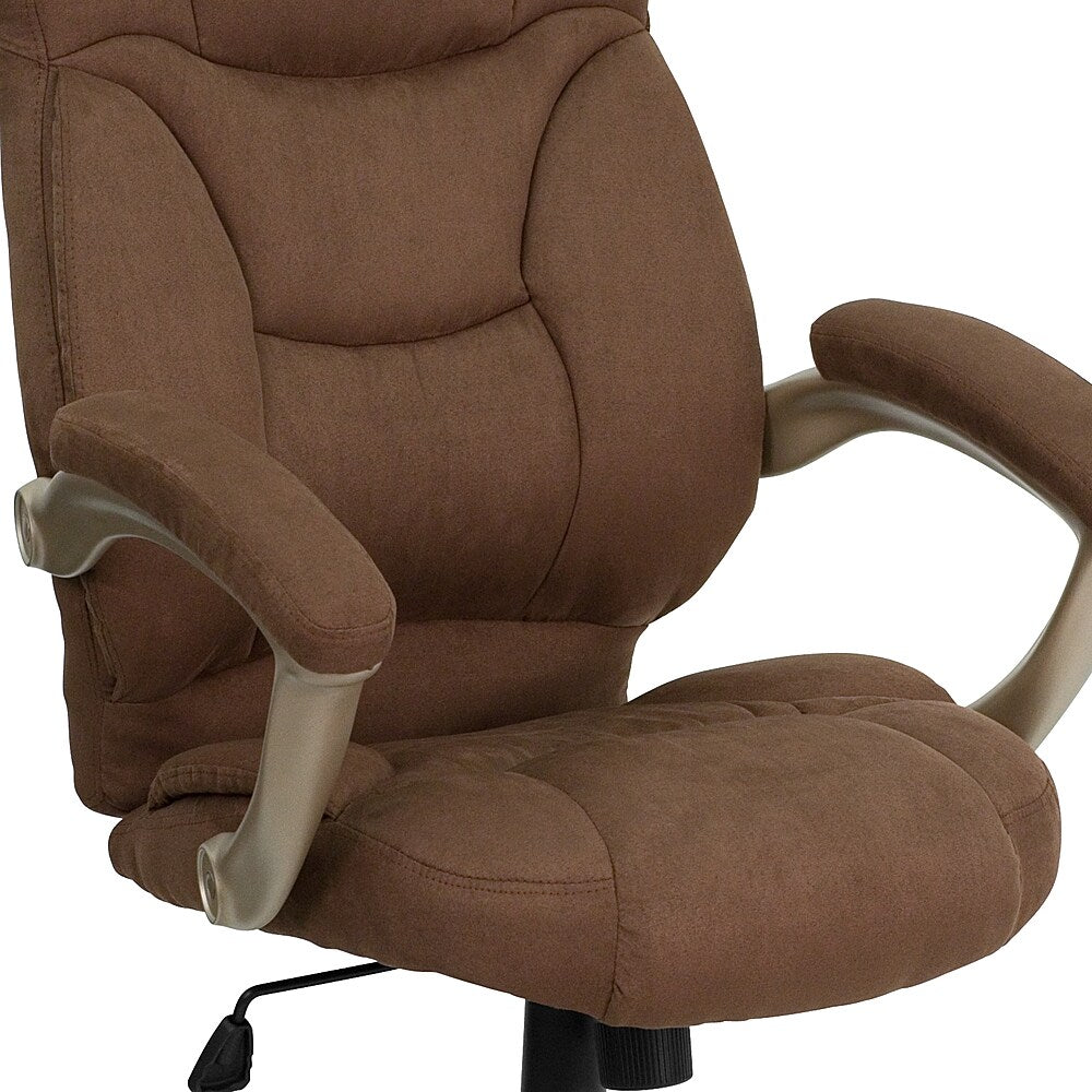 Flash Furniture - High Back Contemporary Executive Swivel Ergonomic Office Chair with Arms - Brown Microfiber_4