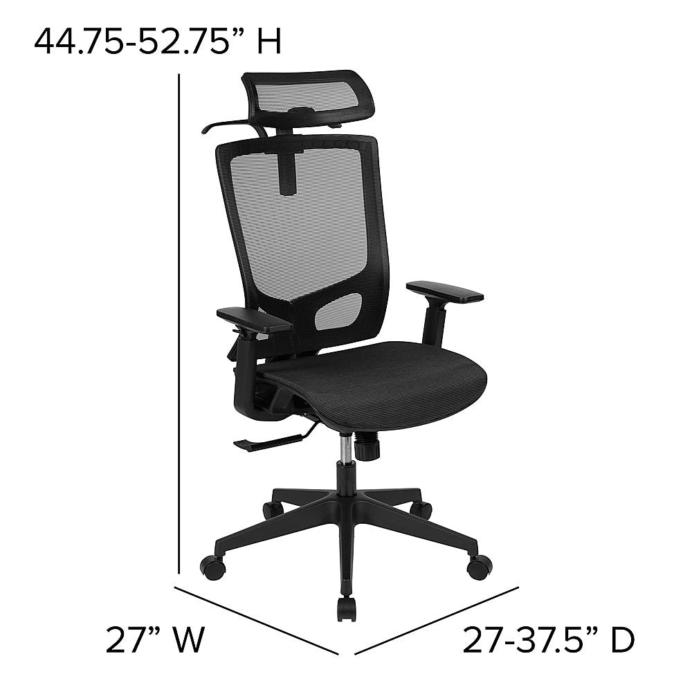 Flash Furniture - Ergonomic Mesh Office Chair-Synchro-Tilt, Pivot Headrest, Adjustable Arms - Black_10