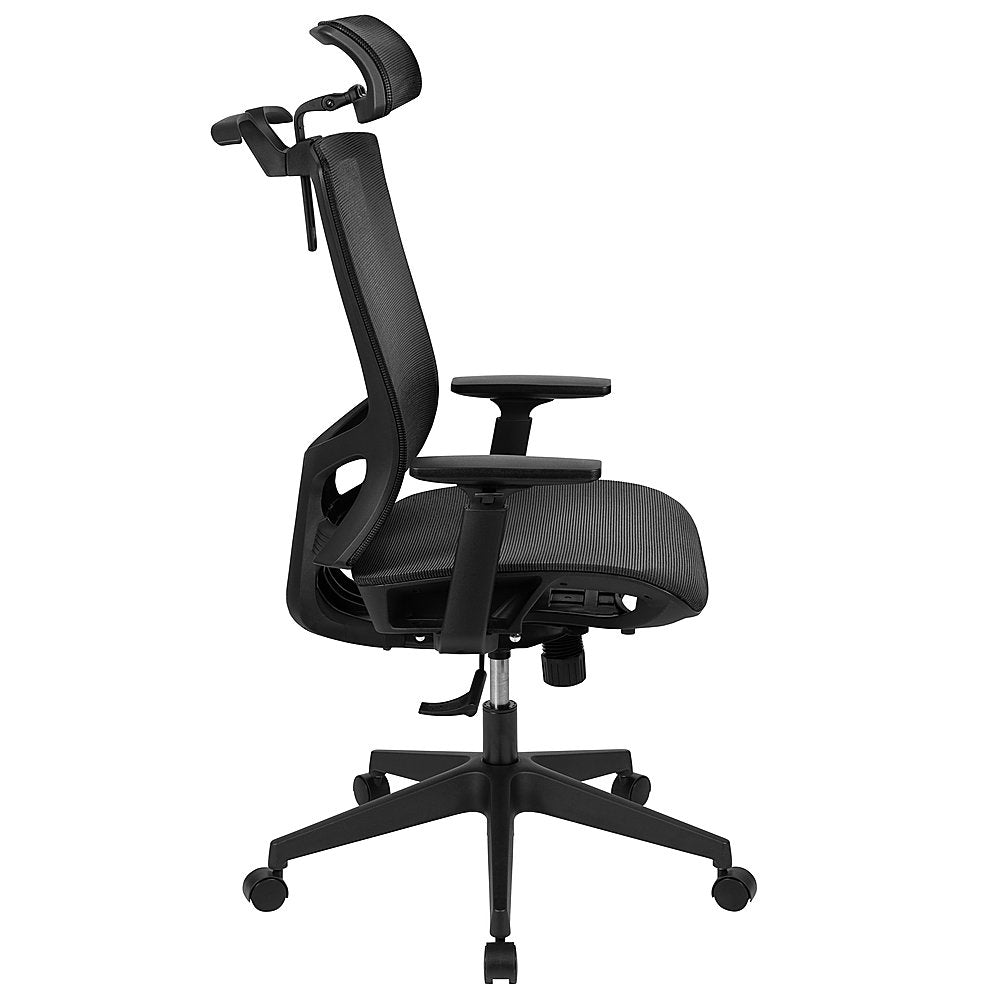 Flash Furniture - Ergonomic Mesh Office Chair-Synchro-Tilt, Pivot Headrest, Adjustable Arms - Black_6