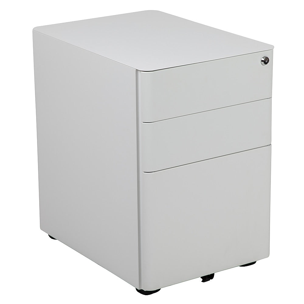 Flash Furniture - Modern 3-Drawer Mobile Locking Filing Cabinet Storage Organizer - White_0