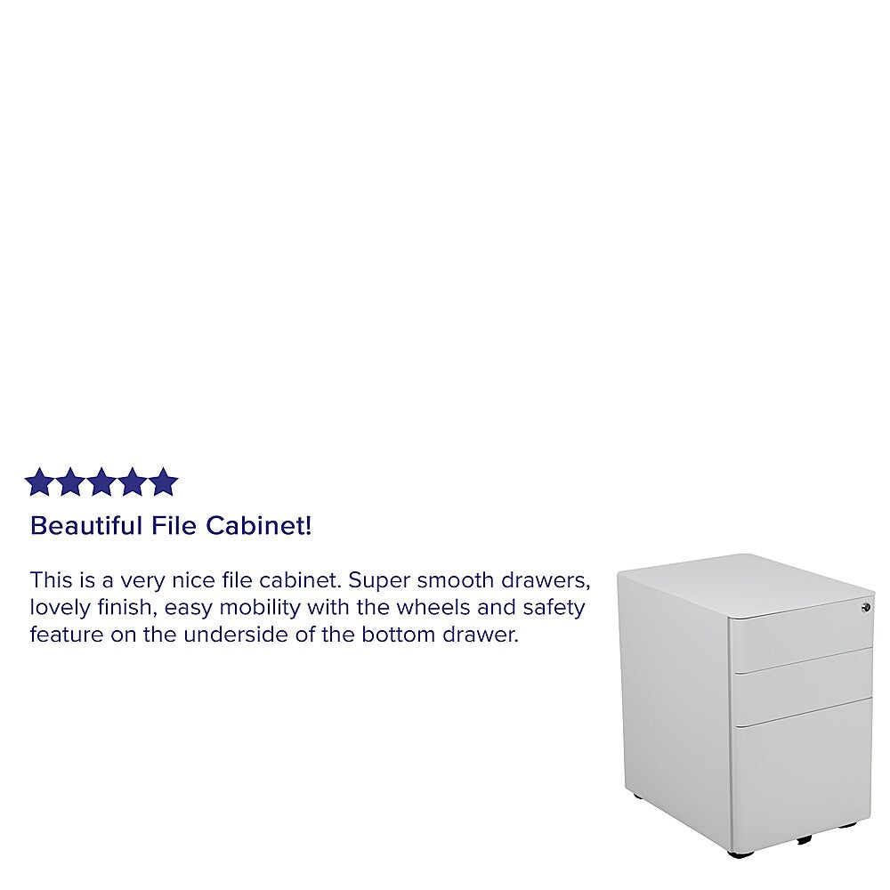 Flash Furniture - Modern 3-Drawer Mobile Locking Filing Cabinet Storage Organizer - White_3