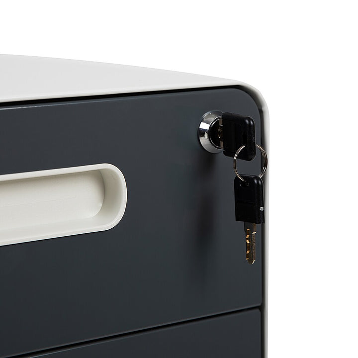 Flash Furniture - Ergonomic 3-Drawer Mobile Locking Filing Cabinet - White and Charcoal_4