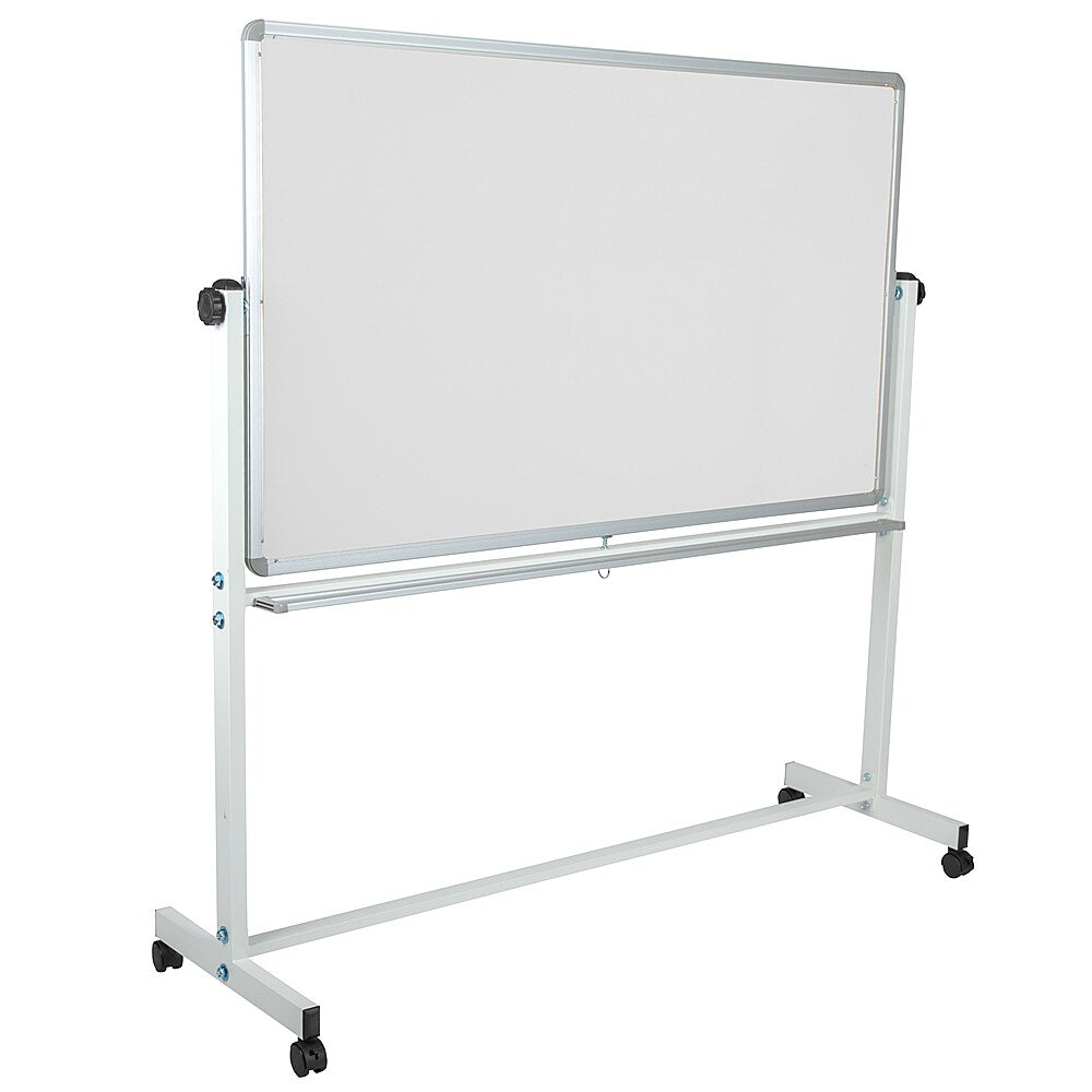 Flash Furniture - Hercules Series 62.5"W x 62.25"H Reversible Mobile Cork Bulletin Board and White Board with Pen Tray - Natural/White_13