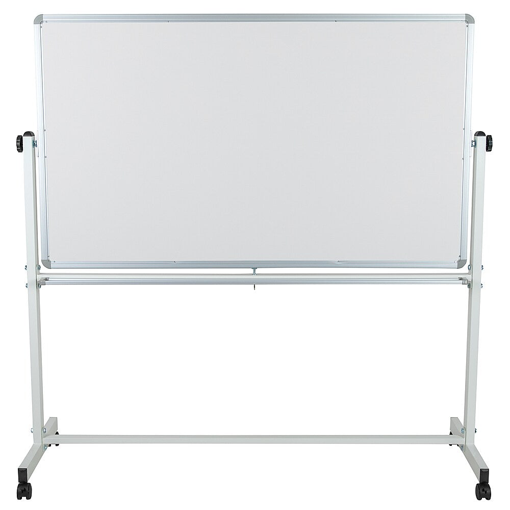 Flash Furniture - Hercules Series 62.5"W x 62.25"H Reversible Mobile Cork Bulletin Board and White Board with Pen Tray - Natural/White_1