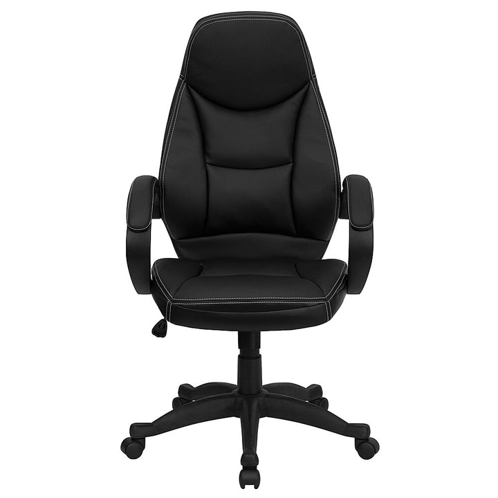 Flash Furniture - High Back LeatherSoft Contemporary Executive Swivel Ergonomic Office Chair with Curved Back and Loop Arms - Black_4