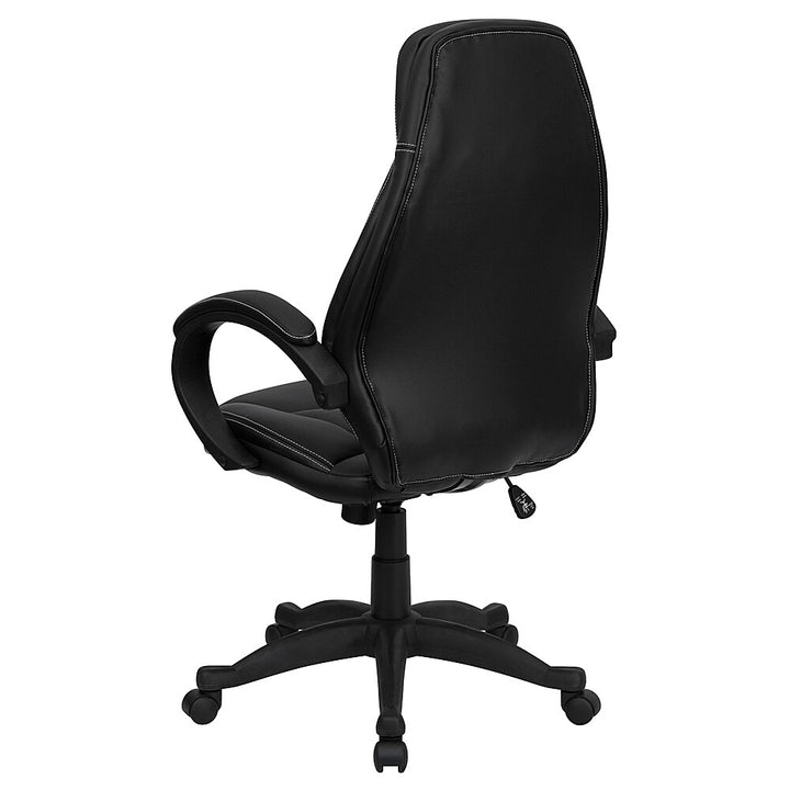 Flash Furniture - High Back LeatherSoft Contemporary Executive Swivel Ergonomic Office Chair with Curved Back and Loop Arms - Black_2