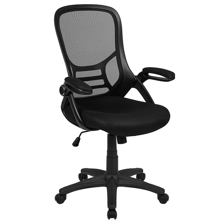 Flash Furniture - High Back Mesh Ergonomic Swivel Office Chair with Flip-up Arms - Black_0