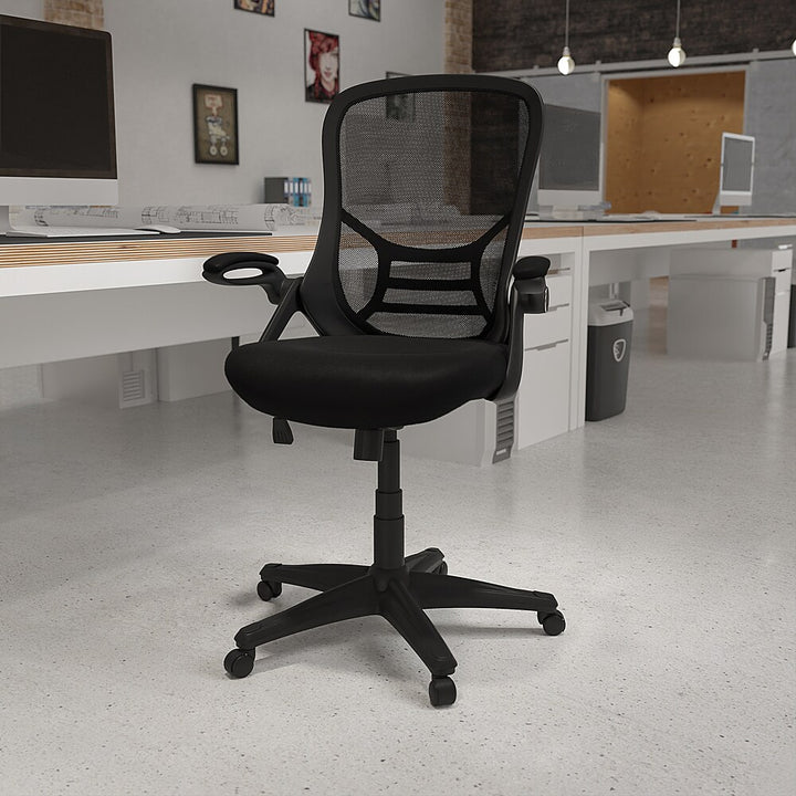 Flash Furniture - High Back Mesh Ergonomic Swivel Office Chair with Flip-up Arms - Black_4