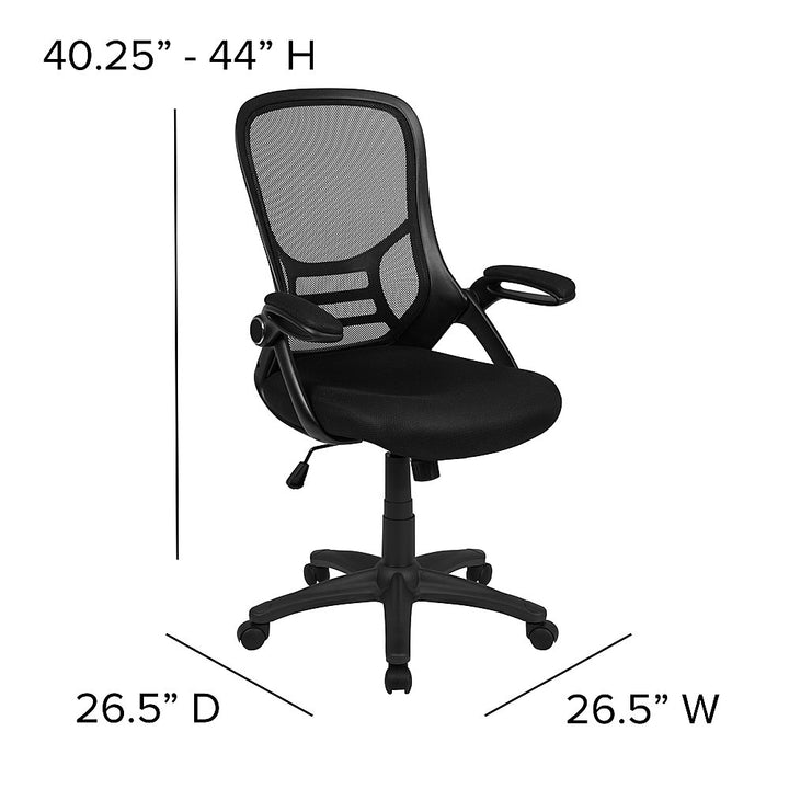 Flash Furniture - High Back Mesh Ergonomic Swivel Office Chair with Flip-up Arms - Black_11
