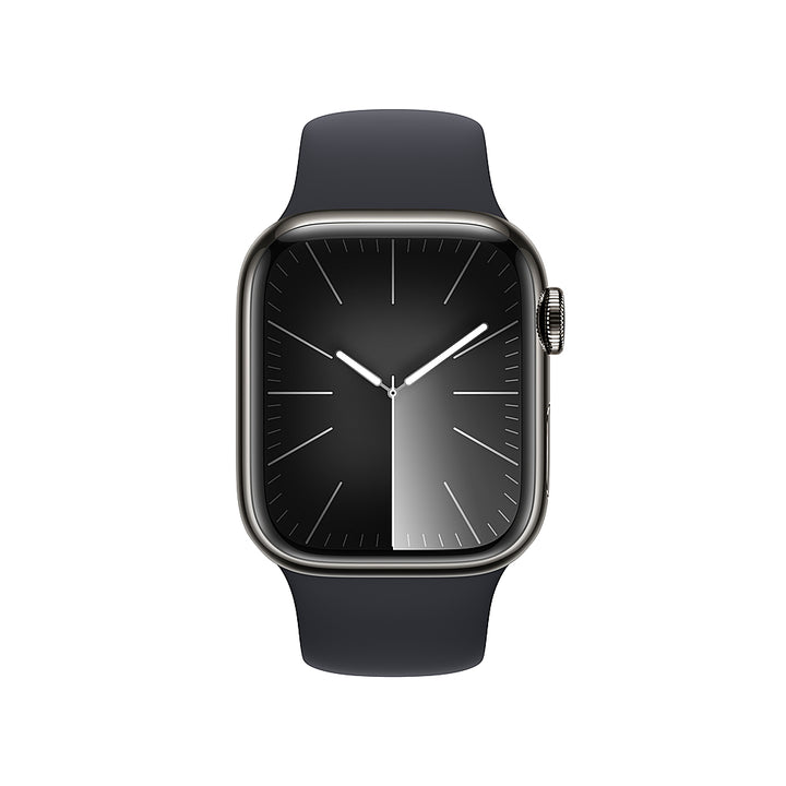Apple Watch Series 9 (GPS + Cellular) 41mm Graphite Stainless Steel Case with Midnight Sport Band - M/L - Graphite (AT&T)_1