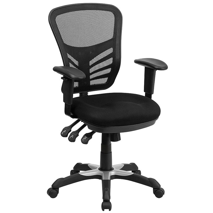 Flash Furniture - Mid-Back Mesh Multifunction Executive Swivel Ergonomic Office Chair with Adjustable Arms - Black_0