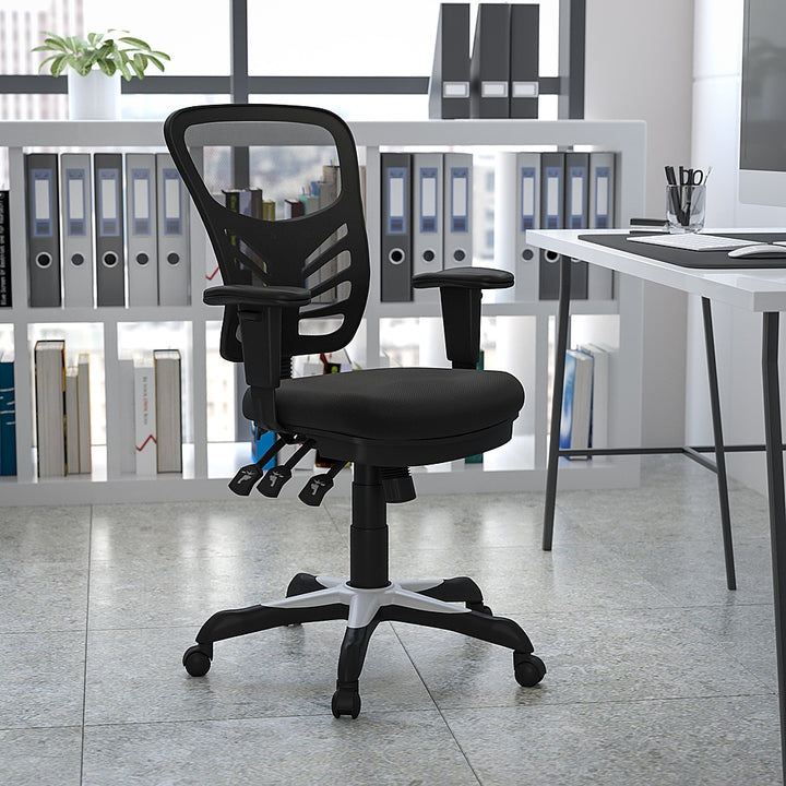 Flash Furniture - Mid-Back Mesh Multifunction Executive Swivel Ergonomic Office Chair with Adjustable Arms - Black_9