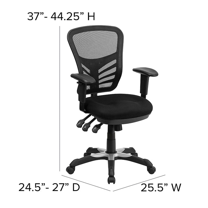 Flash Furniture - Mid-Back Mesh Multifunction Executive Swivel Ergonomic Office Chair with Adjustable Arms - Black_5