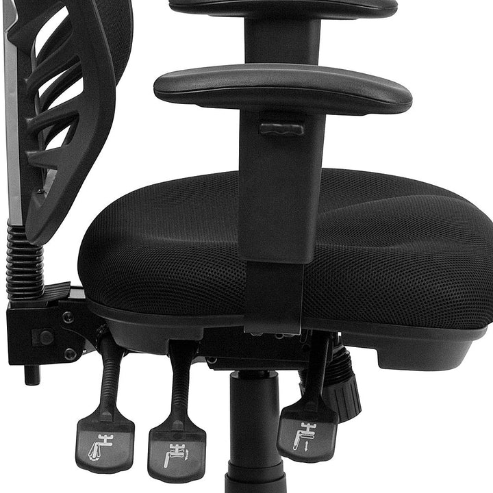 Flash Furniture - Mid-Back Mesh Multifunction Executive Swivel Ergonomic Office Chair with Adjustable Arms - Black_1