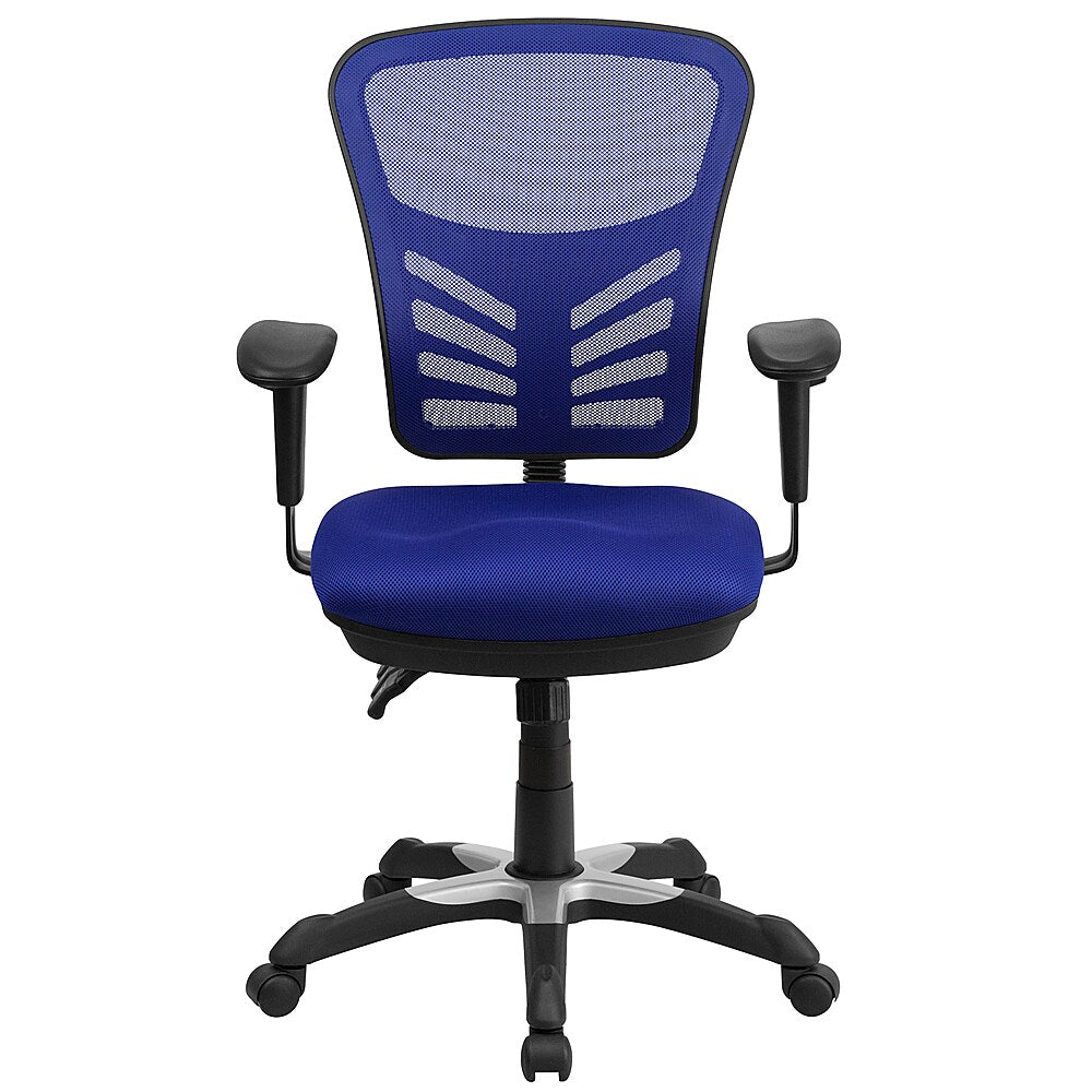 Flash Furniture - Mid-Back Mesh Multifunction Executive Swivel Ergonomic Office Chair with Adjustable Arms - Blue_9
