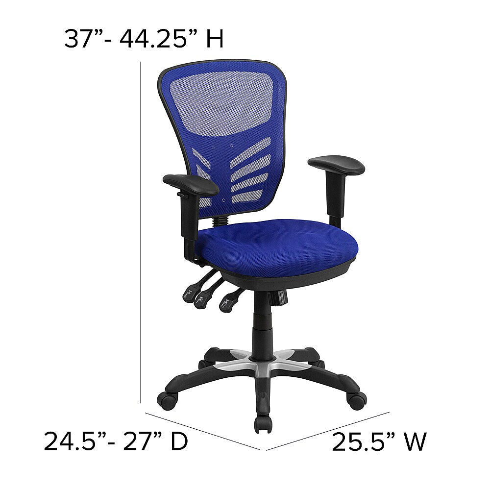 Flash Furniture - Mid-Back Mesh Multifunction Executive Swivel Ergonomic Office Chair with Adjustable Arms - Blue_5